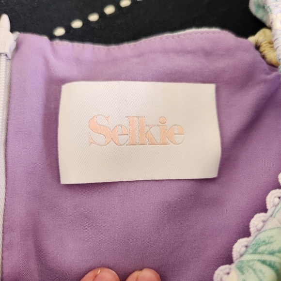 Selkie Claudia Puff Sleeve Mini Dress In Lavender Yellow Floral Cotton Size 8 - Picture 5 of 11